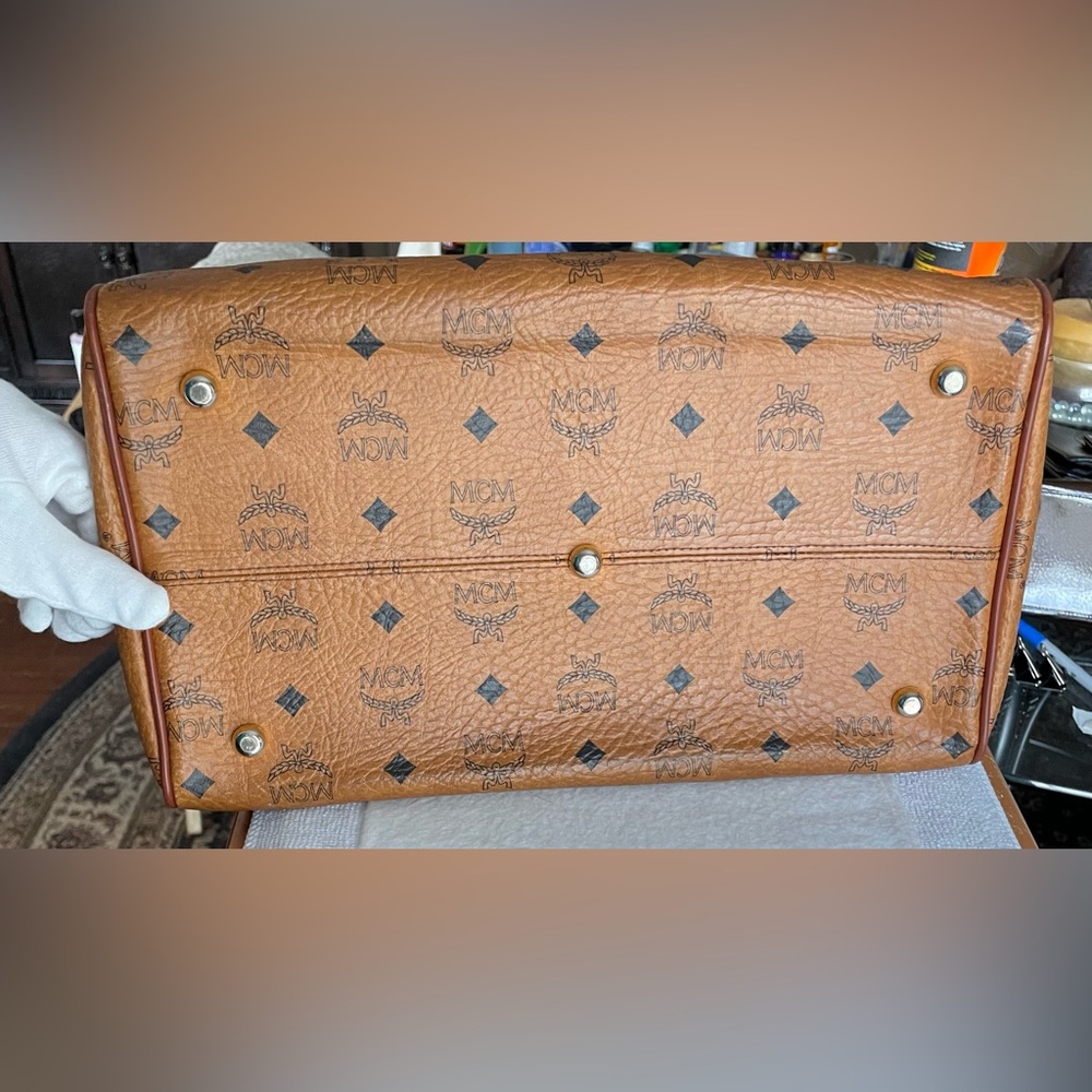 MCM Authentic Vintage Tan and Brown Visetos Handbag - Picture 6 of 16